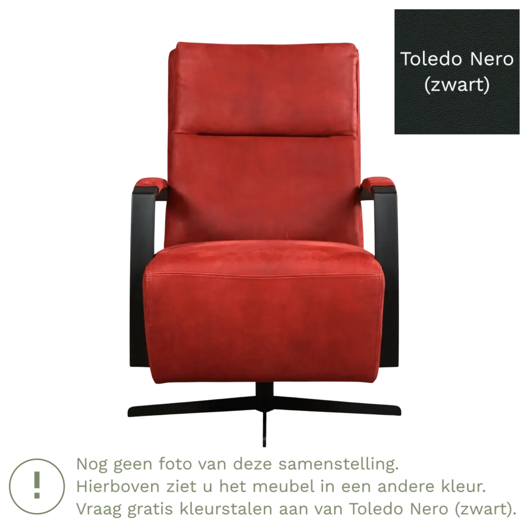 afbeelding van Leren draaifauteuil Award - Toledo Nero (zwart) - Stervoet zwart