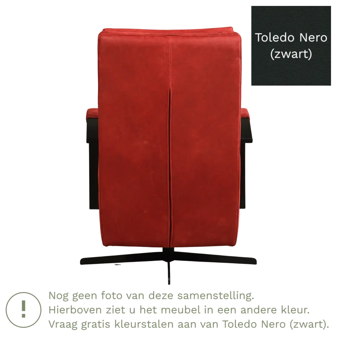 afbeelding van Leren draaifauteuil Award - Toledo Nero (zwart) - Stervoet zwart