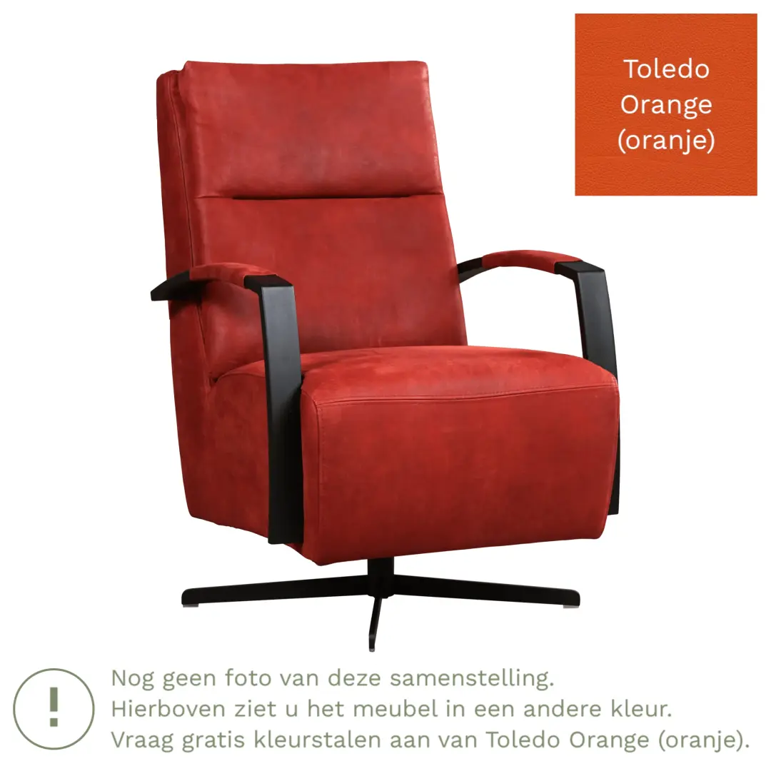 afbeelding van Leren draaifauteuil Award - Toledo Orange (oranje) - Schotelvoet zwart