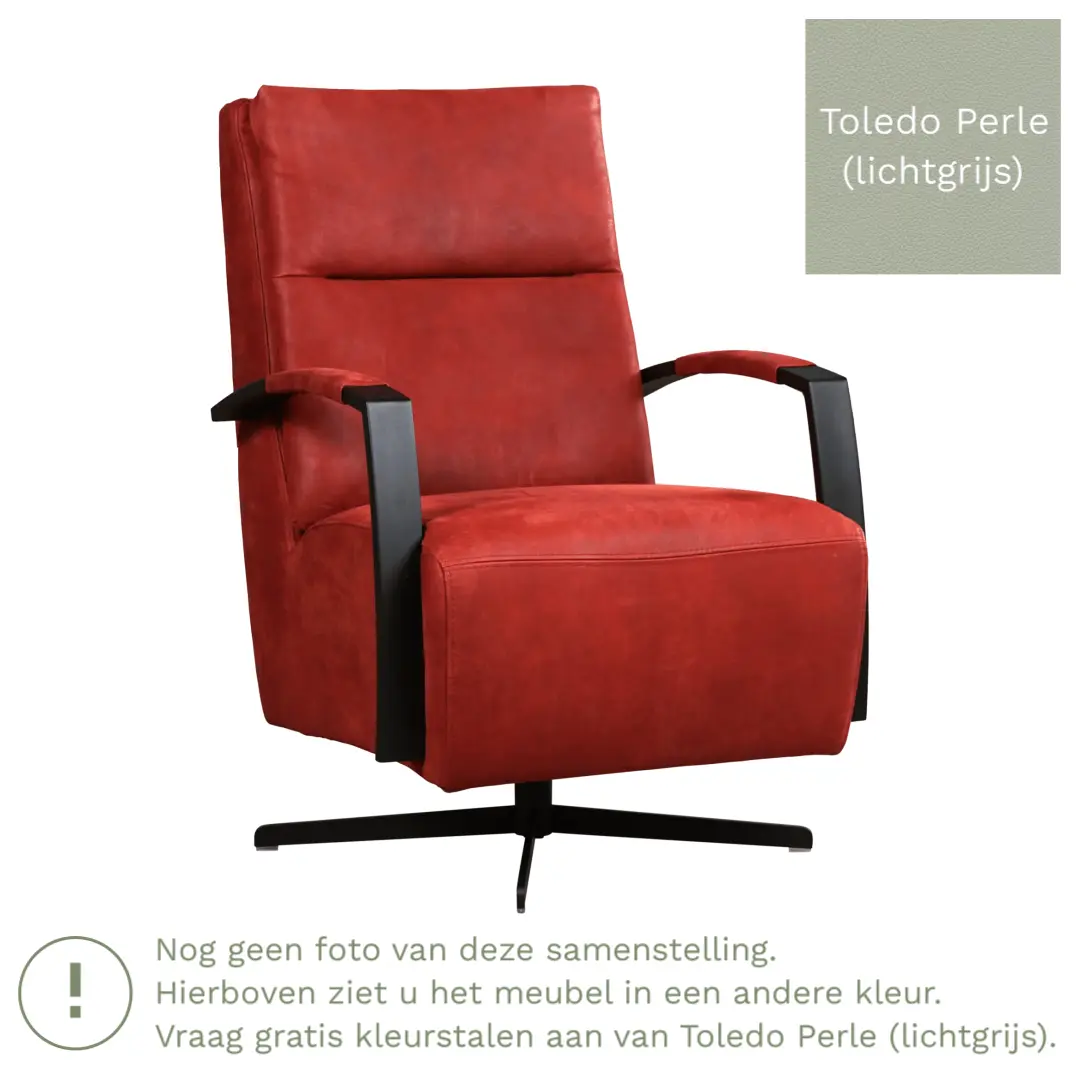 afbeelding van Leren draaifauteuil Award - Toledo Perle (lichtgrijs) - Schotelvoet zwart