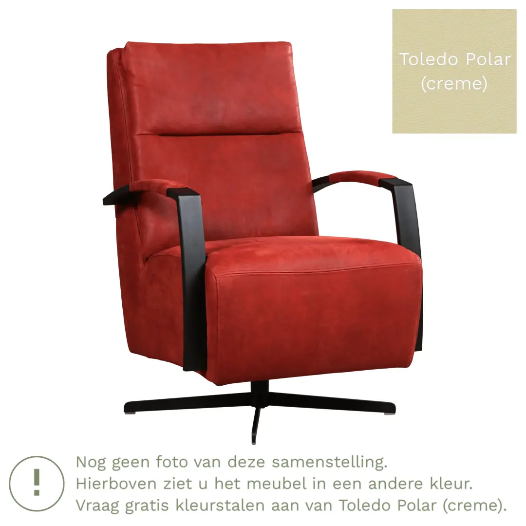 afbeelding van Leren draaifauteuil Award - Toledo Polar (crème) - Stervoet zwart
