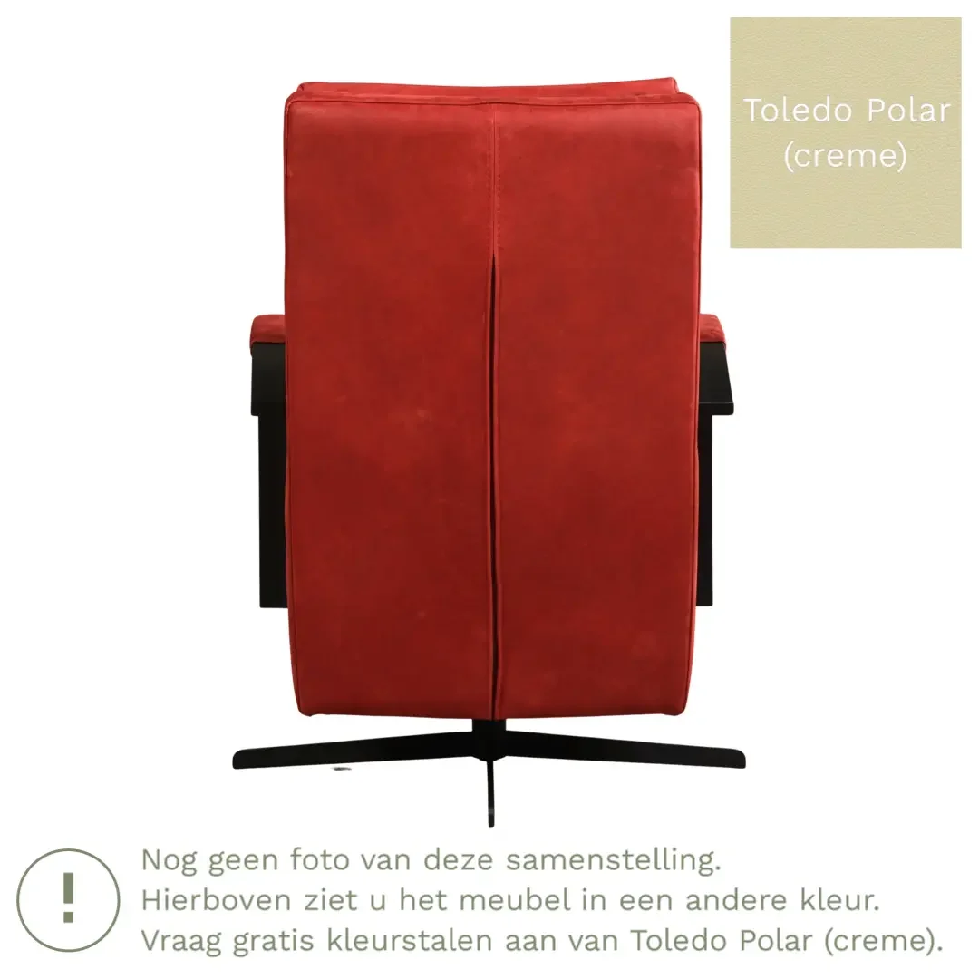afbeelding van Leren draaifauteuil Award - Toledo Polar (crème) - Stervoet zwart