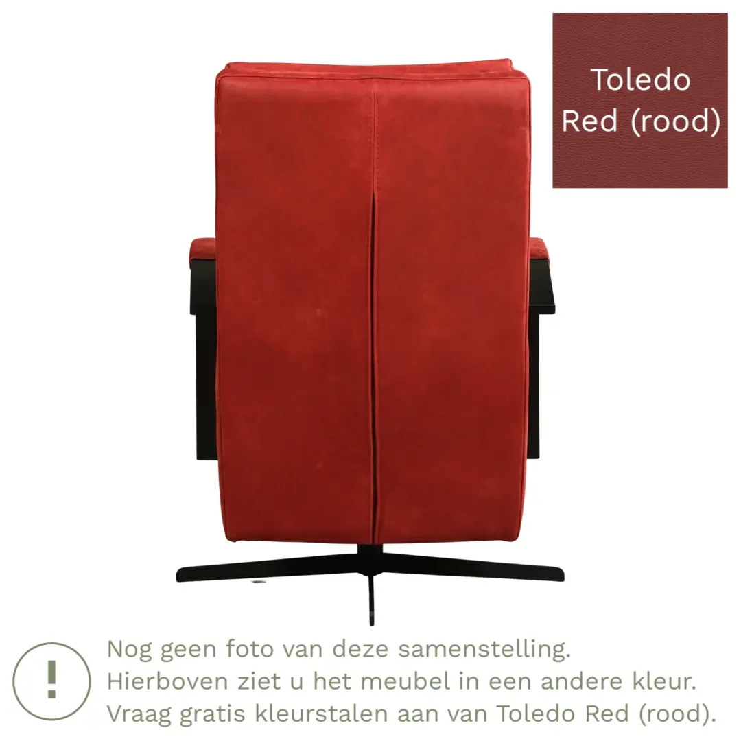 afbeelding van Leren draaifauteuil Award - Toledo Red (rood) - Stervoet zwart