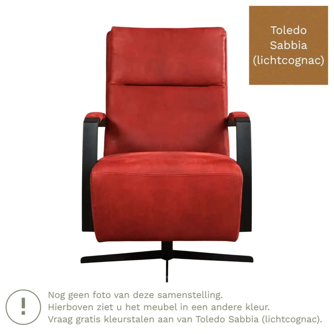 afbeelding van Leren draaifauteuil Award - Toledo Sabbia (lichtcognac) - Schotelvoet zwart