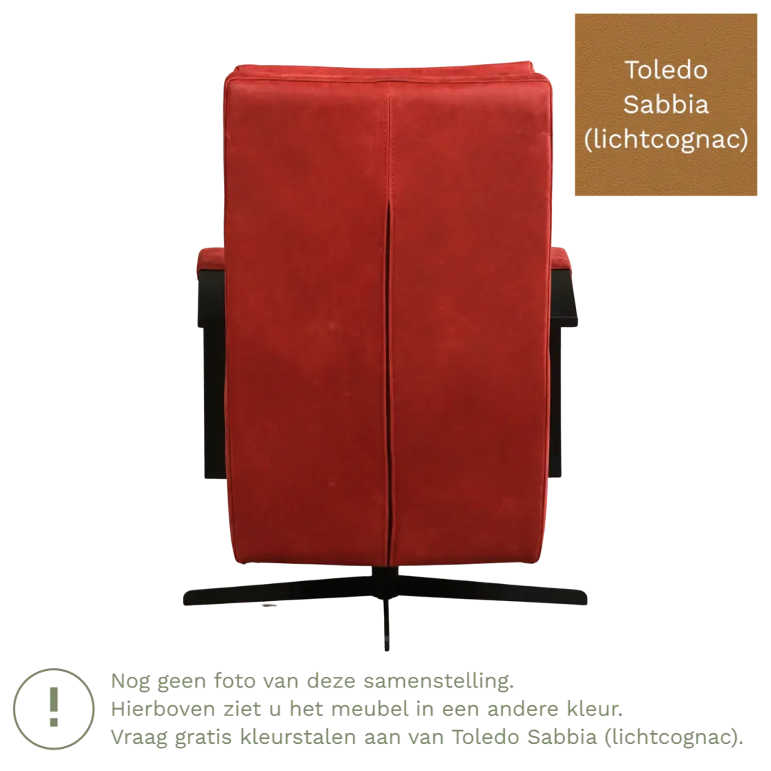 afbeelding van Leren draaifauteuil Award - Toledo Sabbia (lichtcognac) - Schotelvoet zwart