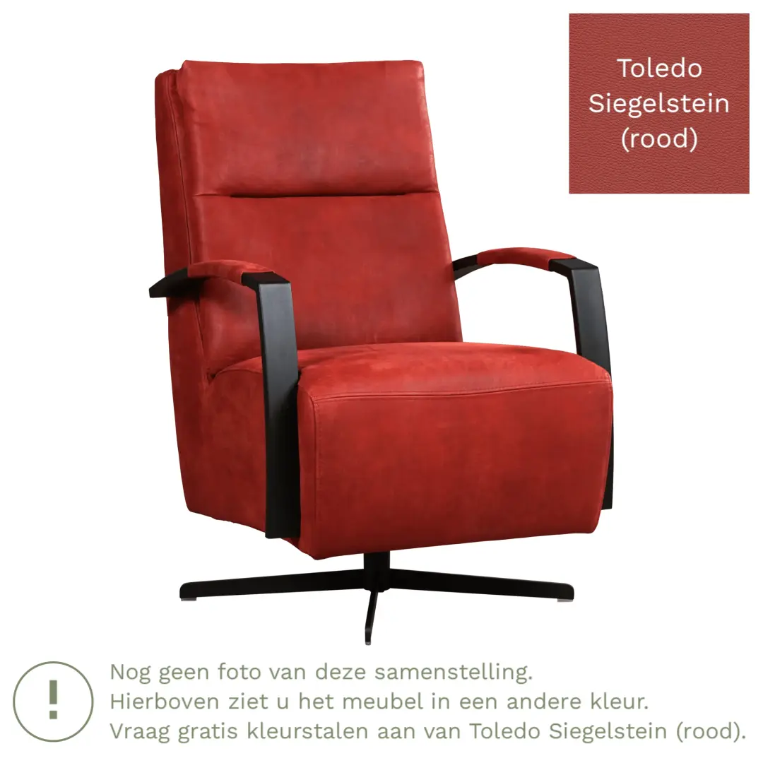 afbeelding van Leren draaifauteuil Award - Toledo Siegelstein (rood) - Schotelvoet zwart