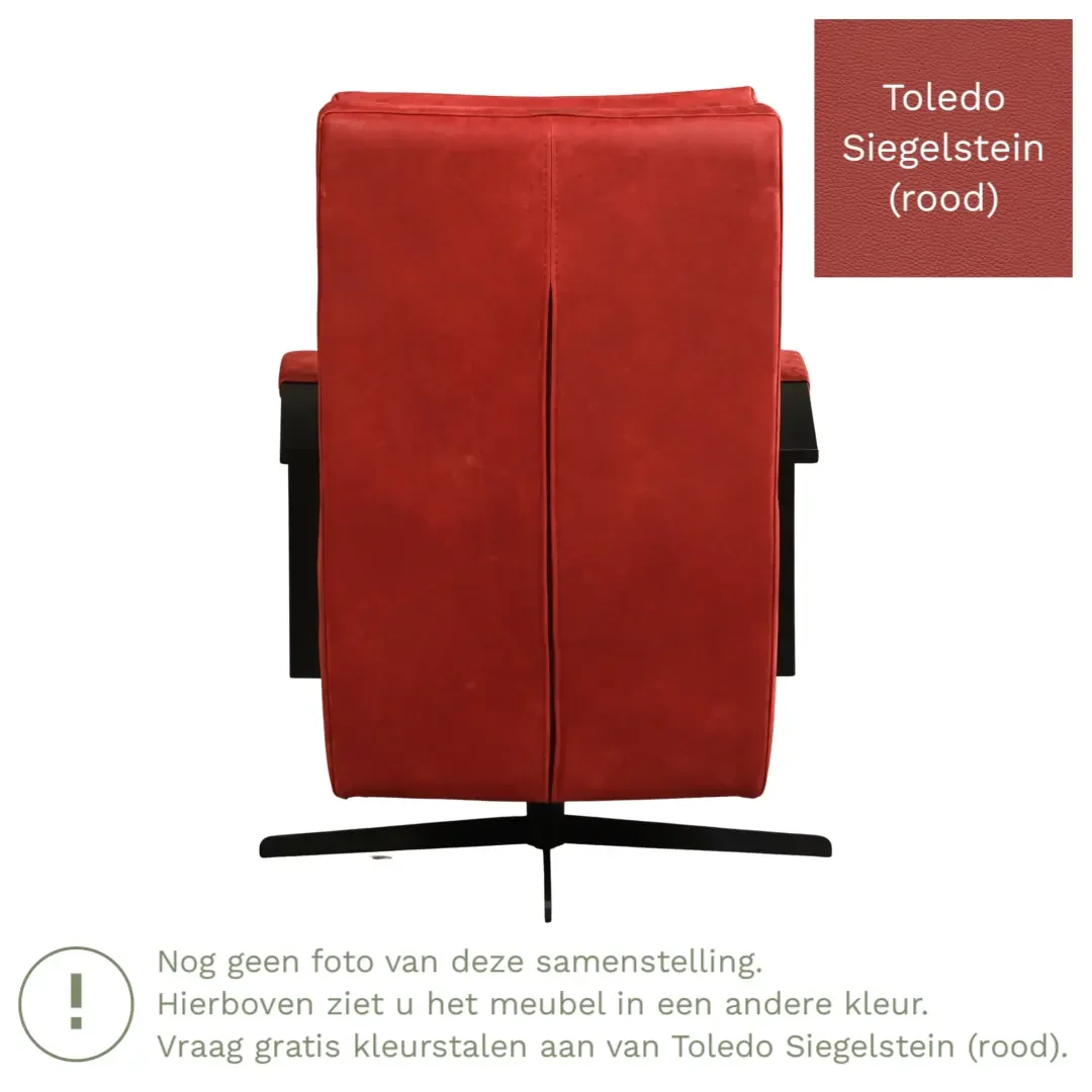 afbeelding van Leren draaifauteuil Award - Toledo Siegelstein (rood) - Schotelvoet zwart