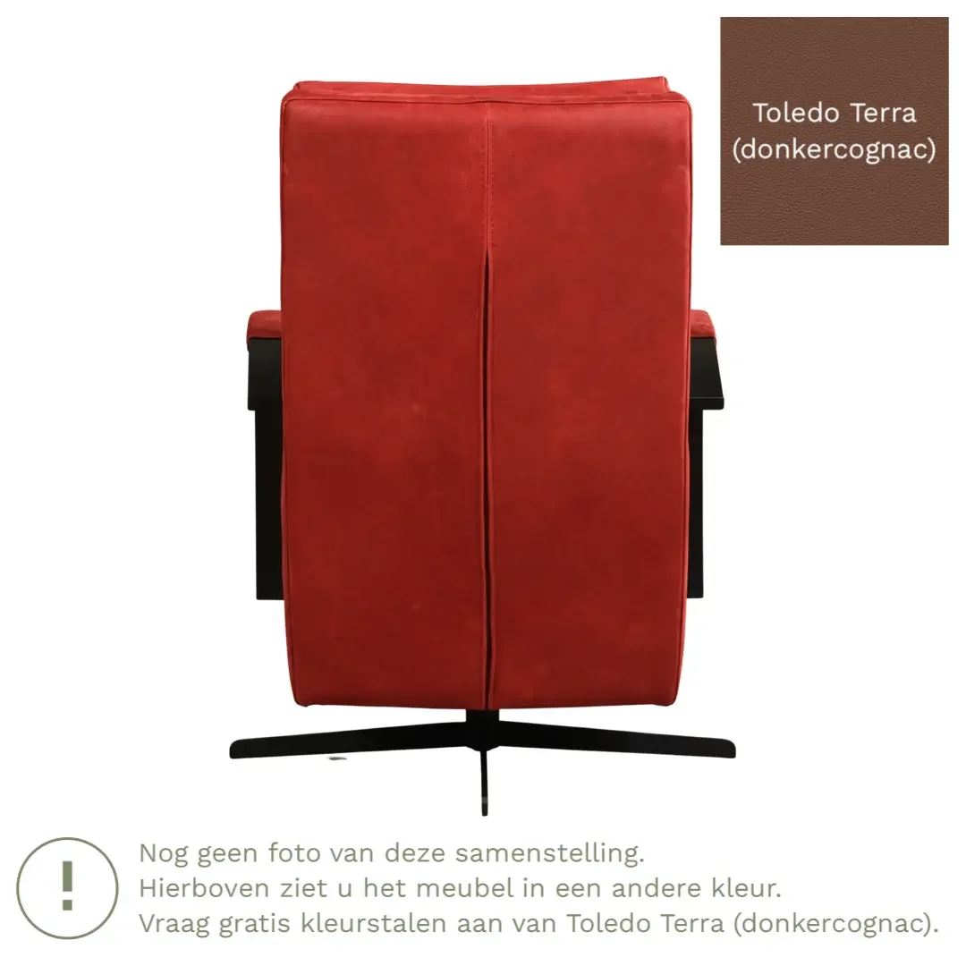 afbeelding van Leren draaifauteuil Award - Toledo Terra (donkercognac) - Schotelvoet zwart