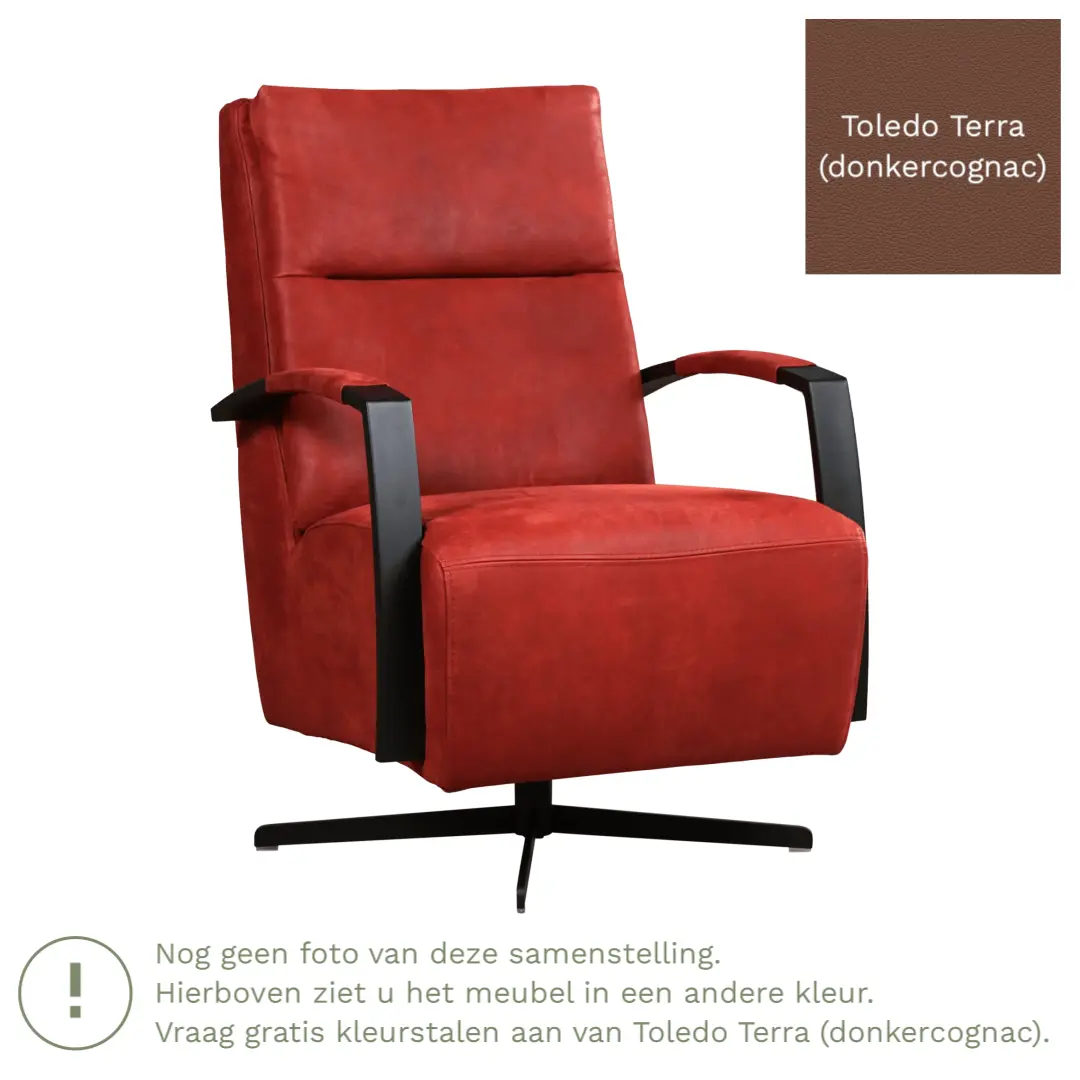 afbeelding van Leren draaifauteuil Award - Toledo Terra (donkercognac) - Stervoet zwart
