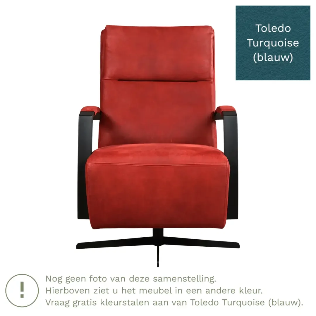 afbeelding van Leren draaifauteuil Award - Toledo Turquoise (blauw) - Schotelvoet zwart