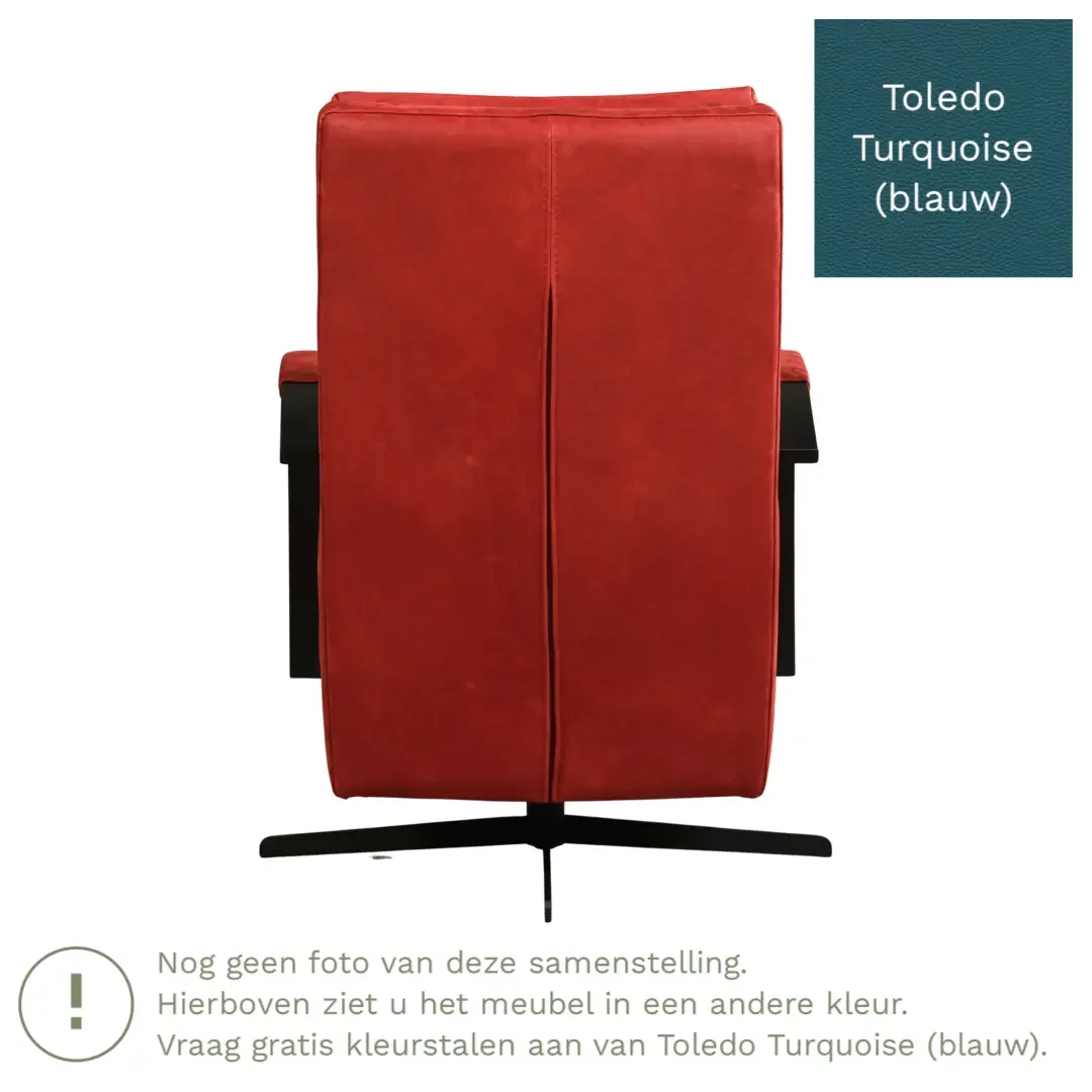 afbeelding van Leren draaifauteuil Award - Toledo Turquoise (blauw) - Schotelvoet zwart
