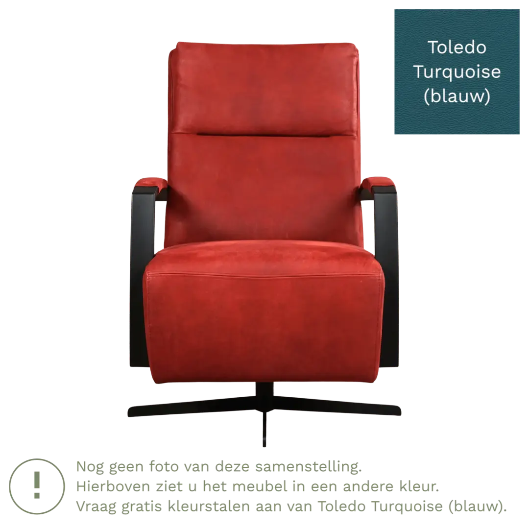 afbeelding van Leren draaifauteuil Award - Toledo Turquoise (blauw) - Stervoet zwart