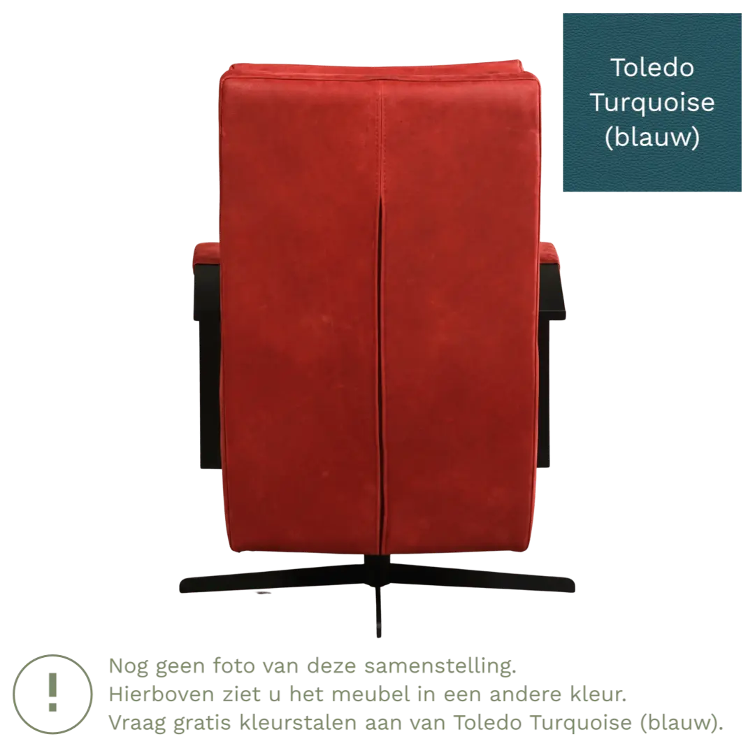 afbeelding van Leren draaifauteuil Award - Toledo Turquoise (blauw) - Stervoet zwart