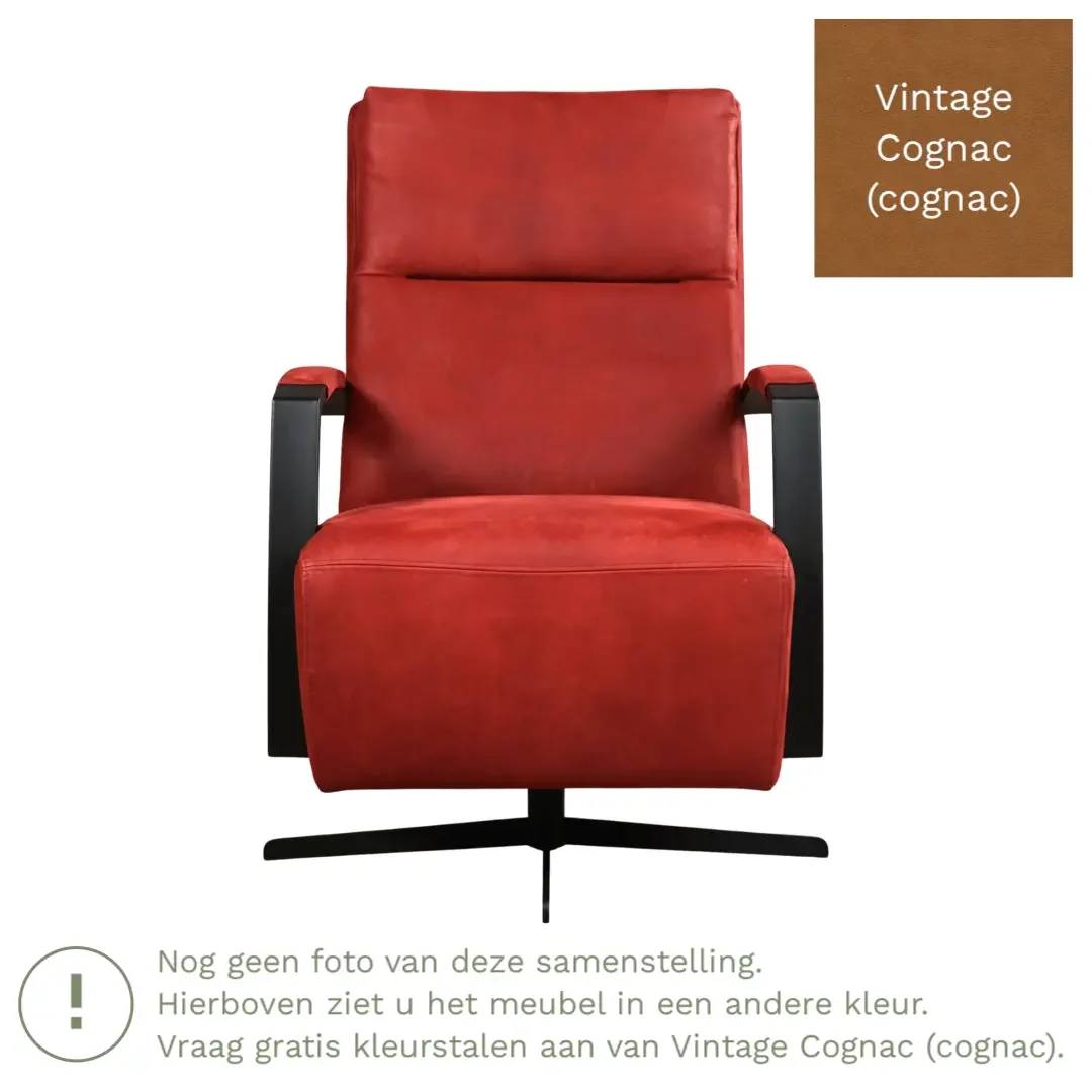 afbeelding van Leren draaifauteuil Award - Vintage Cognac (cognac) - Schotelvoet zwart