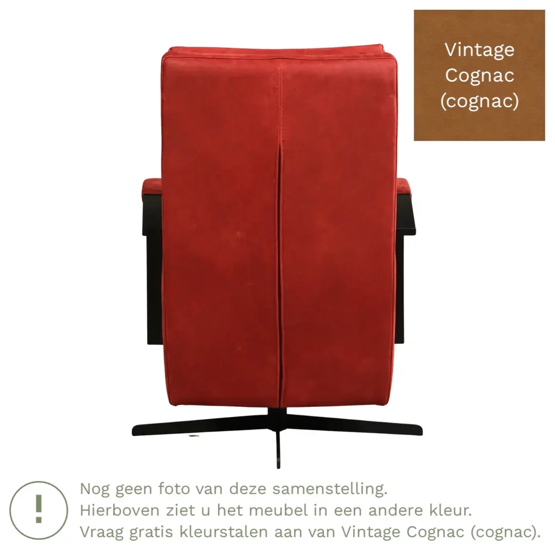 afbeelding van Leren draaifauteuil Award - Vintage Cognac (cognac) - Schotelvoet zwart