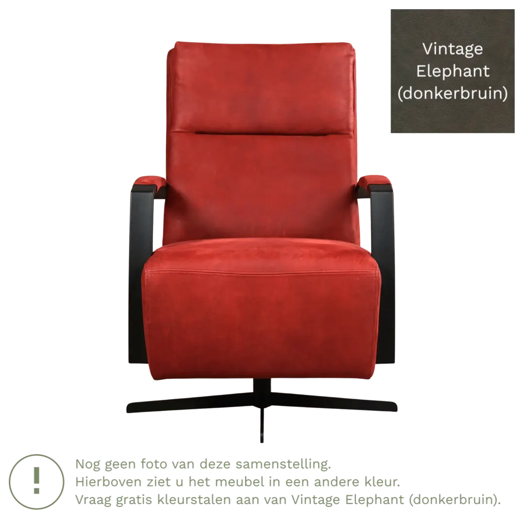 afbeelding van Leren draaifauteuil Award - Vintage Elephant (donkerbruin) - Schotelvoet zwart