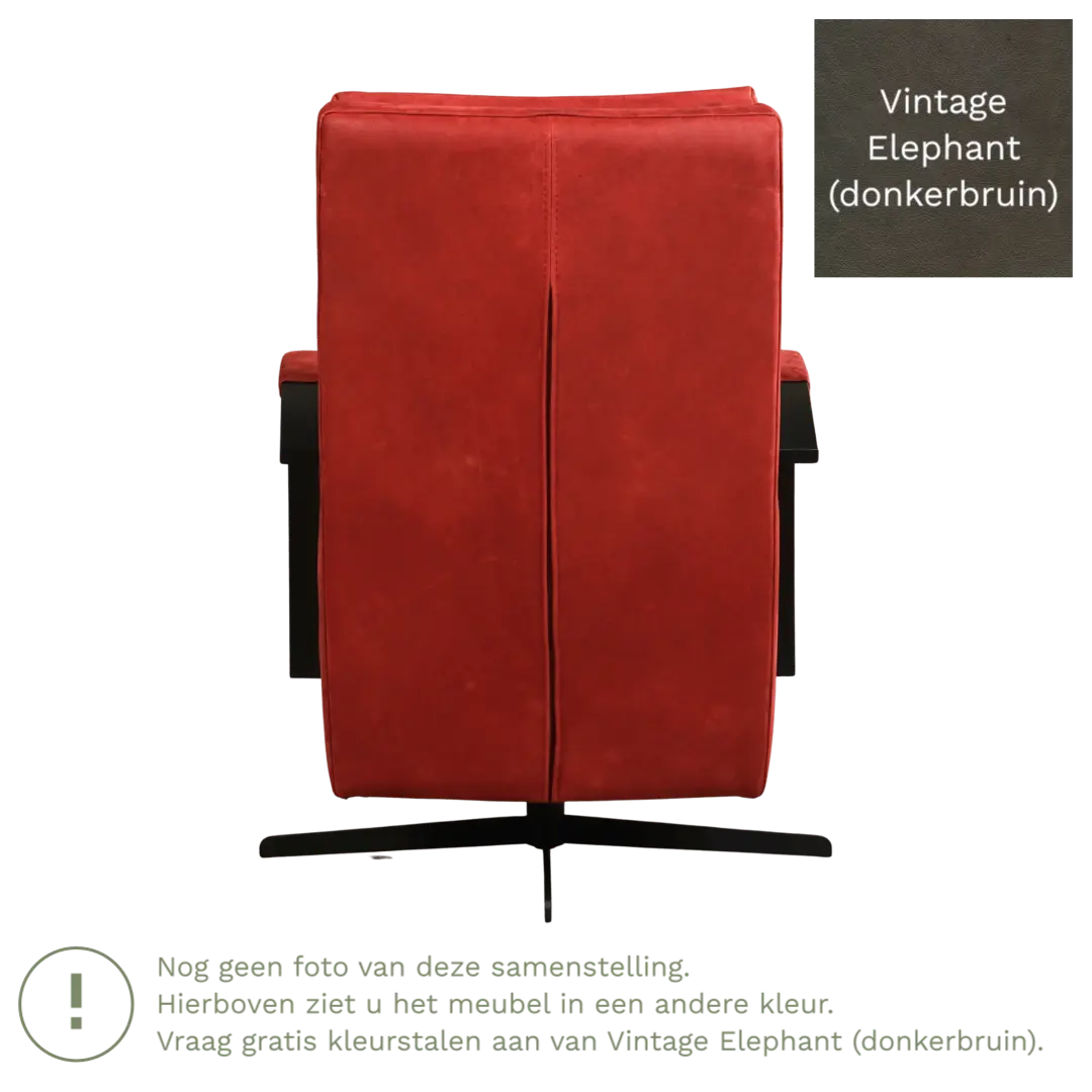 afbeelding van Leren draaifauteuil Award - Vintage Elephant (donkerbruin) - Schotelvoet zwart