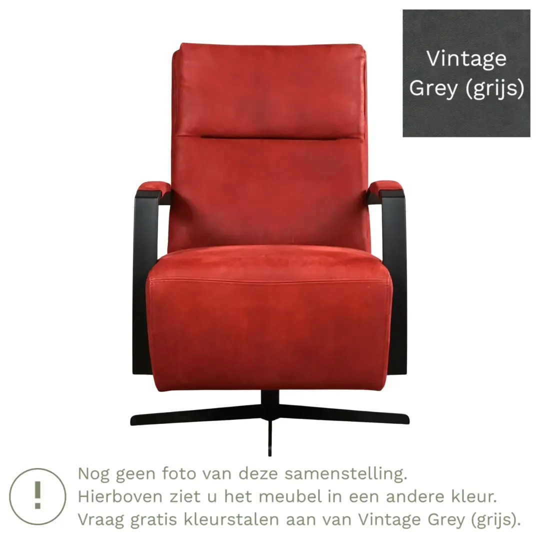 afbeelding van Leren draaifauteuil Award - Vintage Grey (grijs) - Schotelvoet zwart