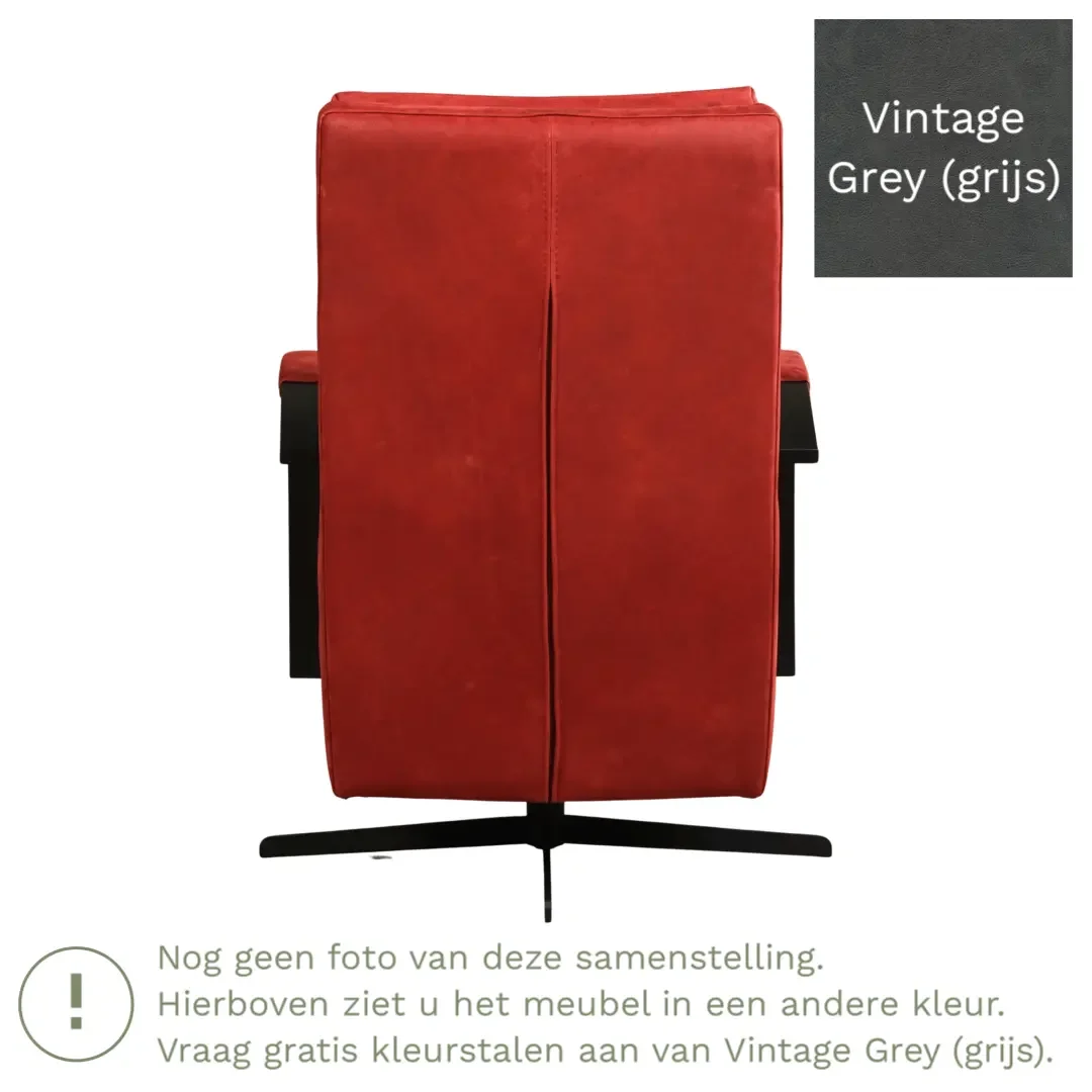 afbeelding van Leren draaifauteuil Award - Vintage Grey (grijs) - Schotelvoet zwart