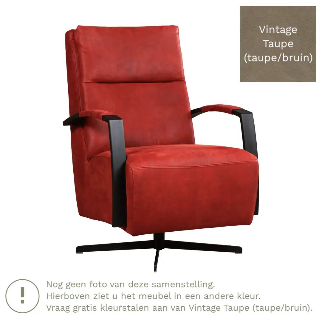 afbeelding van Leren draaifauteuil Award - Vintage Taupe (taupe/bruin) - Stervoet zwart