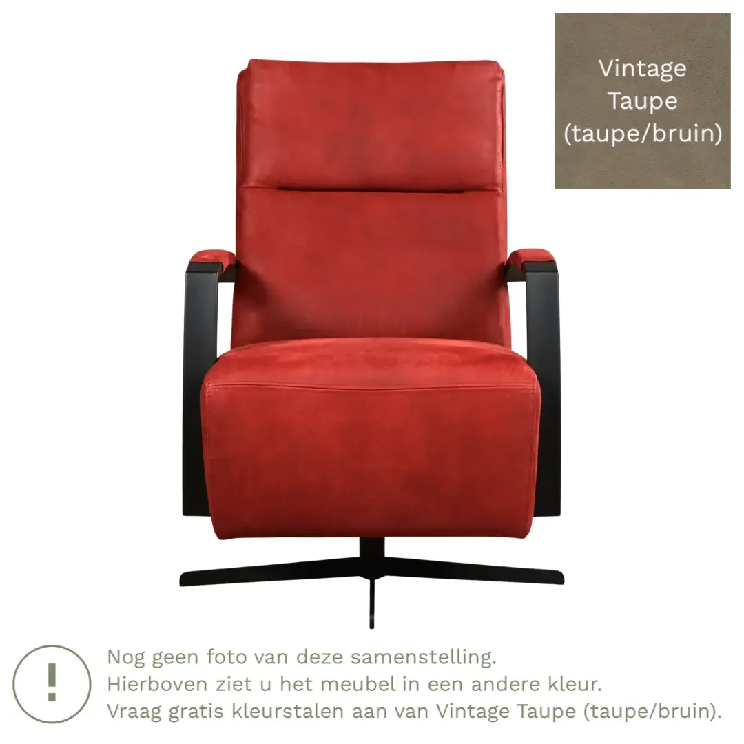 afbeelding van Leren draaifauteuil Award - Vintage Taupe (taupe/bruin) - Stervoet zwart