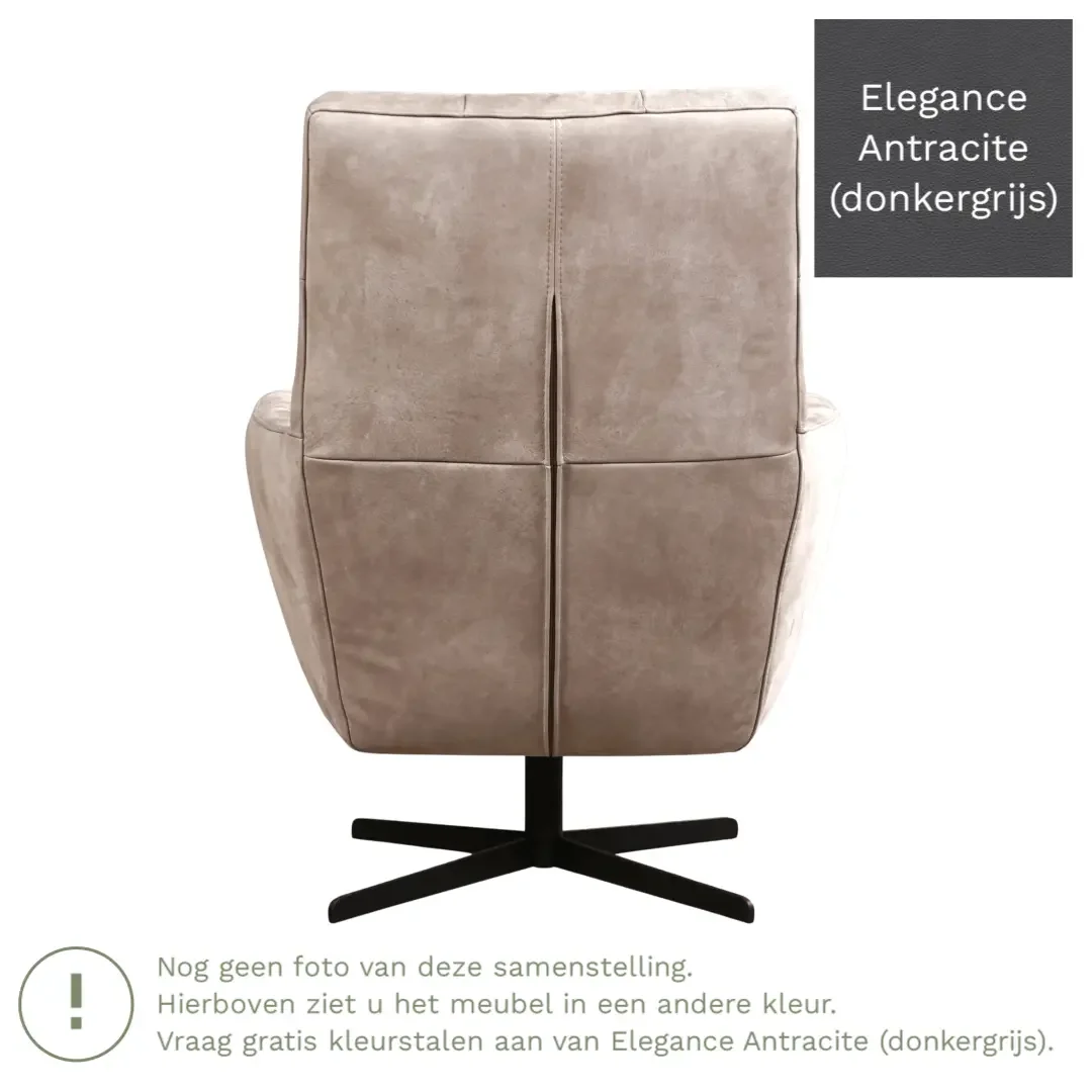 afbeelding van Leren draaifauteuil Central - Elegance Antracite (donkergrijs)