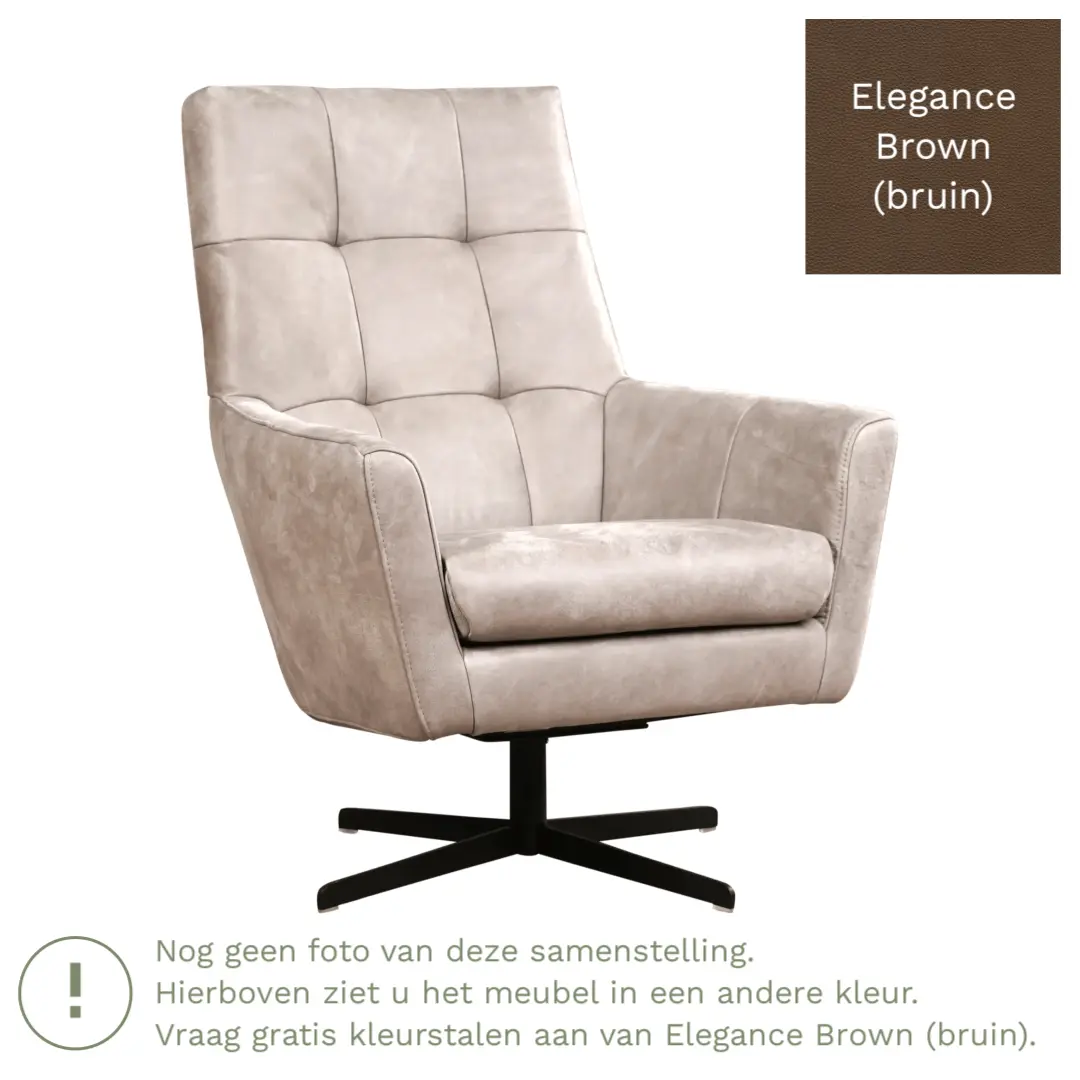 afbeelding van Leren draaifauteuil Central - Elegance Brown (bruin)