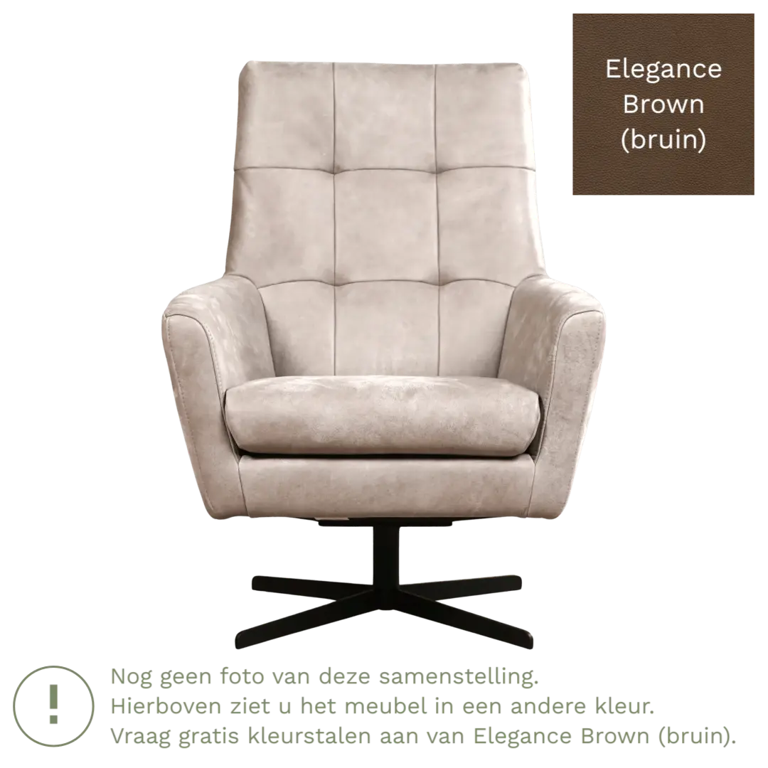 afbeelding van Leren draaifauteuil Central - Elegance Brown (bruin)