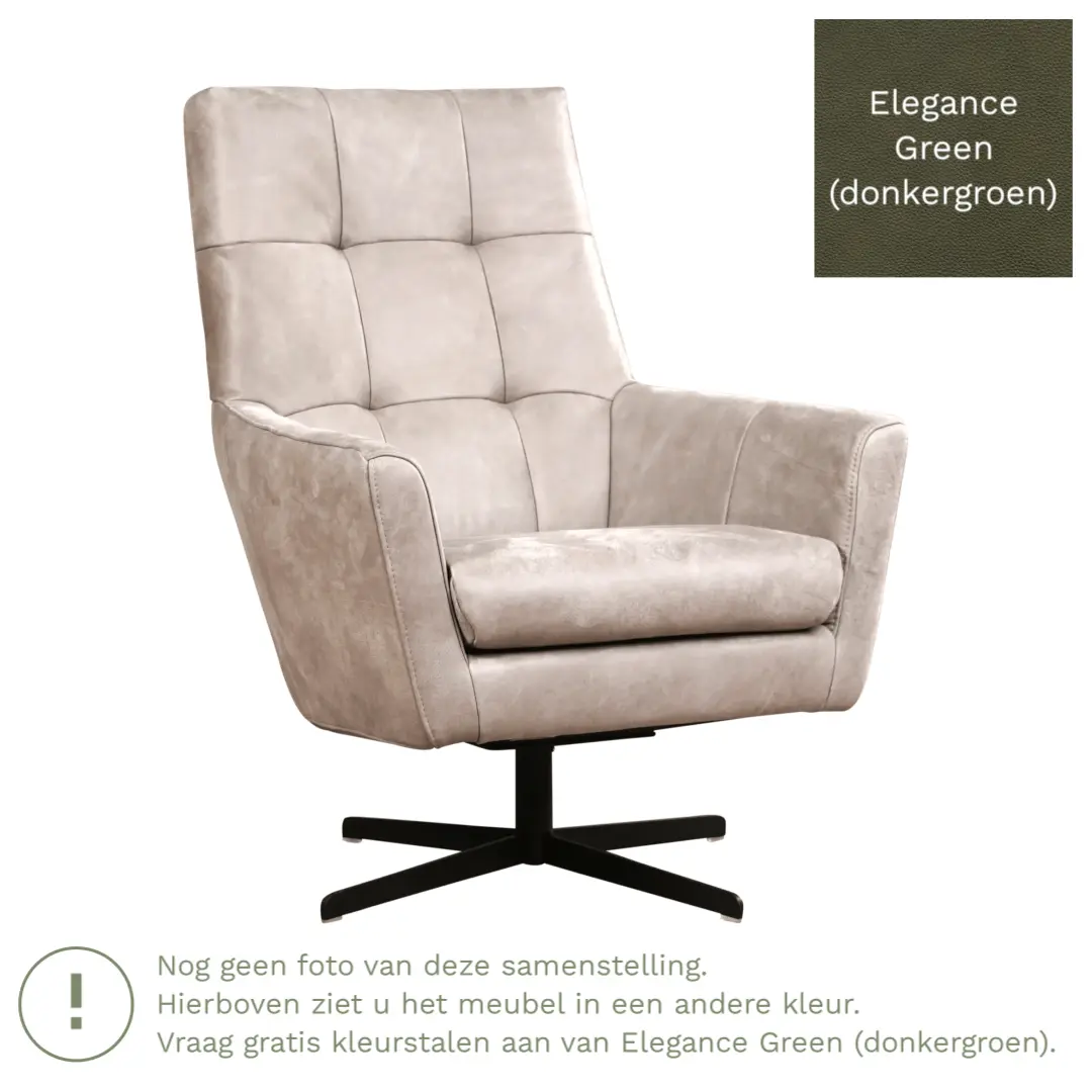 afbeelding van Leren draaifauteuil Central - Elegance Green (donkergroen)
