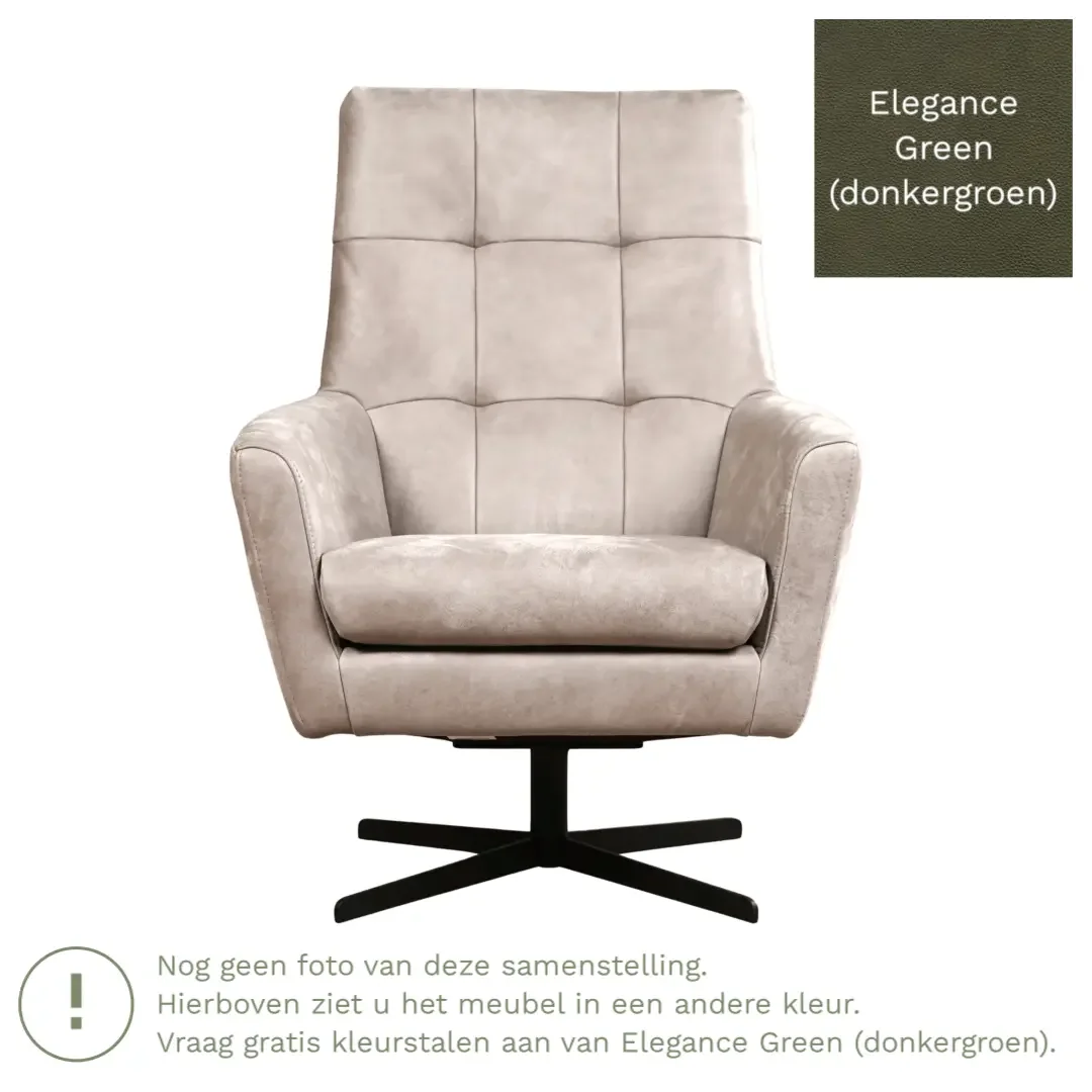 afbeelding van Leren draaifauteuil Central - Elegance Green (donkergroen)