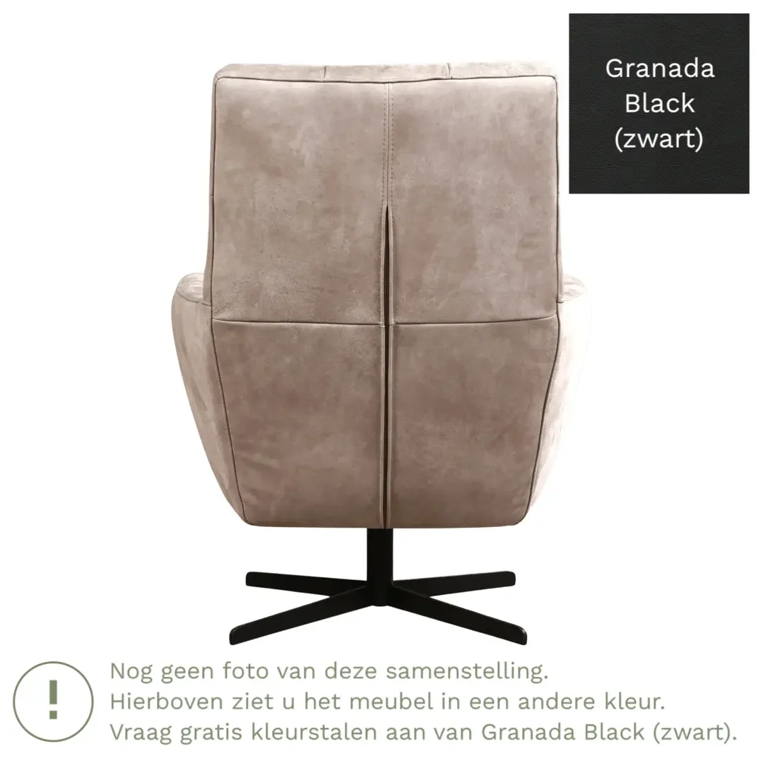 afbeelding van Leren draaifauteuil Central - Granada Black (zwart)