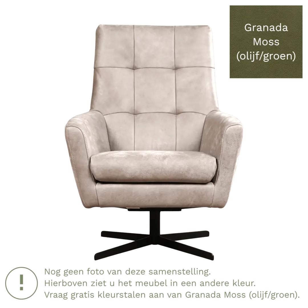 afbeelding van Leren draaifauteuil Central - Granada Moss (olijf/groen)