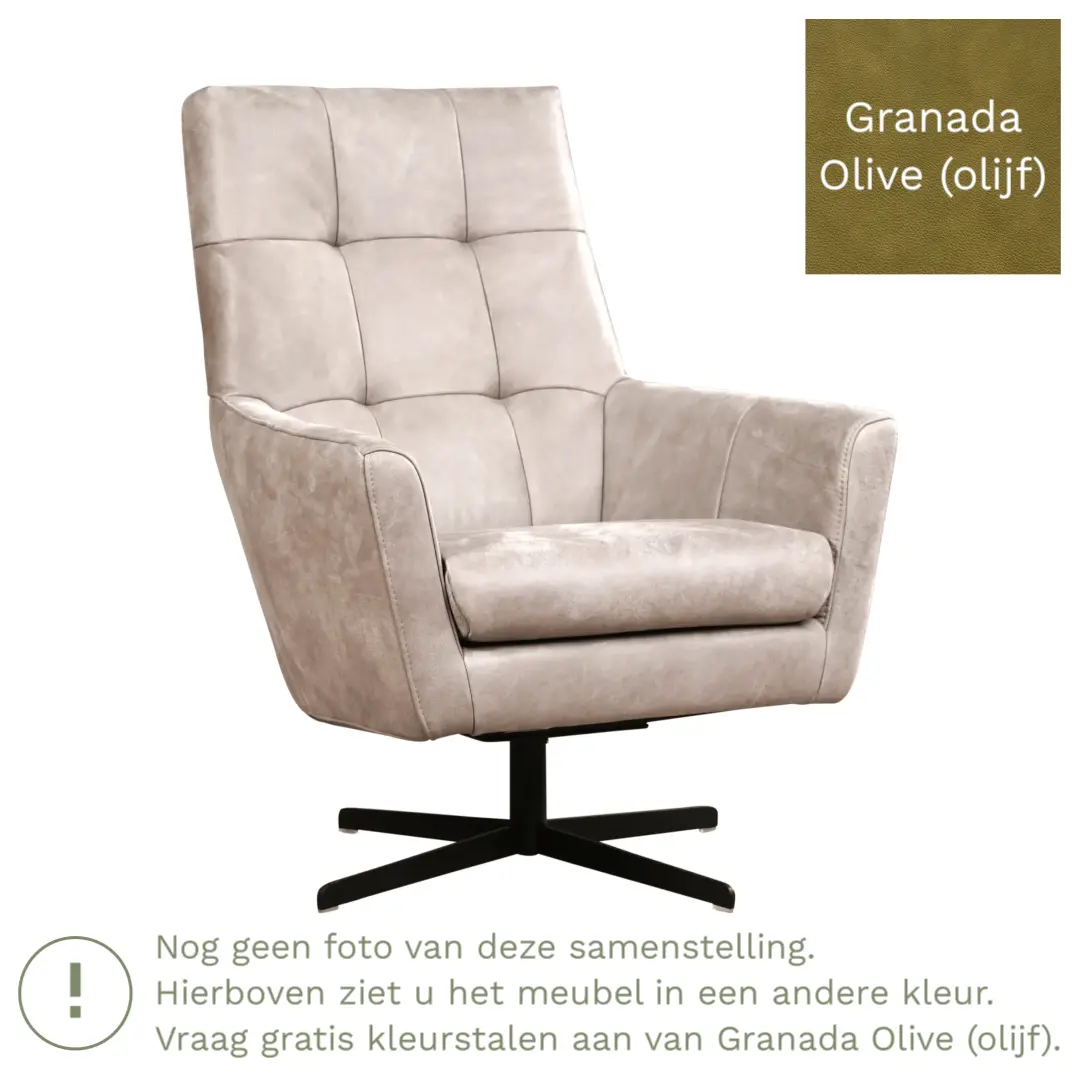 afbeelding van Leren draaifauteuil Central - Granada Olive (olijf)
