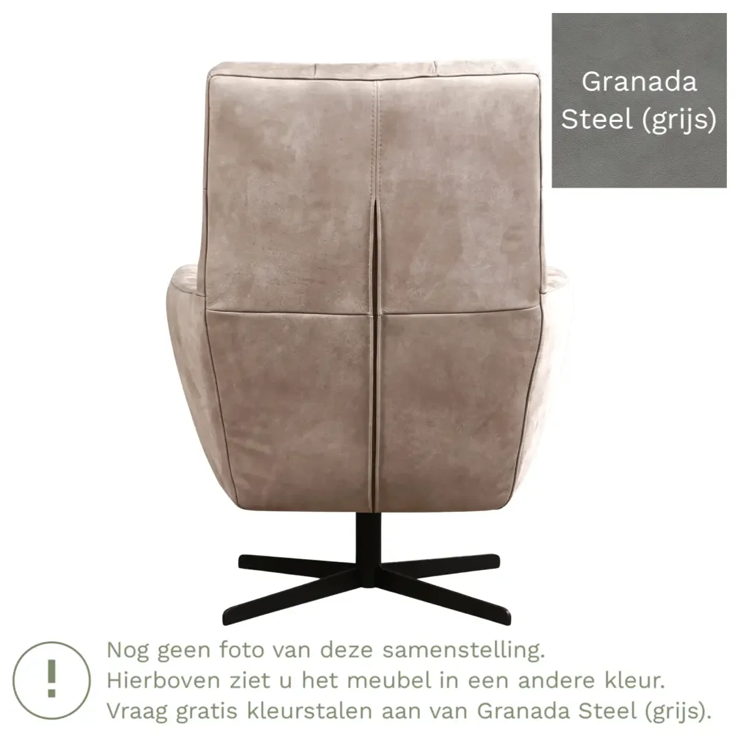 afbeelding van Leren draaifauteuil Central - Granada Steel (grijs)