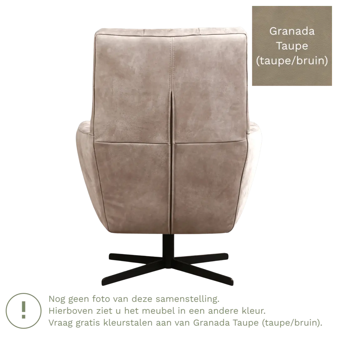 afbeelding van Leren draaifauteuil Central - Granada Taupe (taupe/bruin)