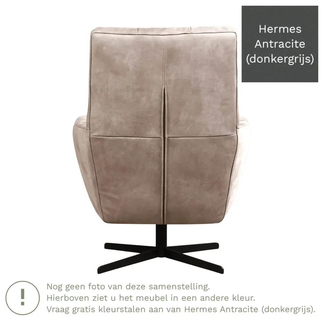 afbeelding van Leren draaifauteuil Central - Hermes Antracite (donkergrijs)