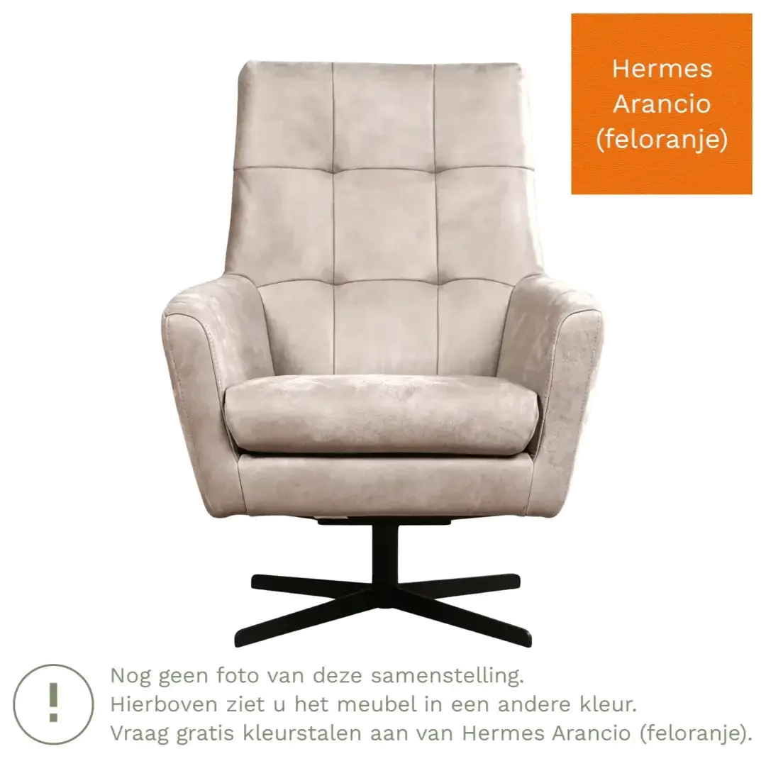 afbeelding van Leren draaifauteuil Central - Hermes Arancio (feloranje)