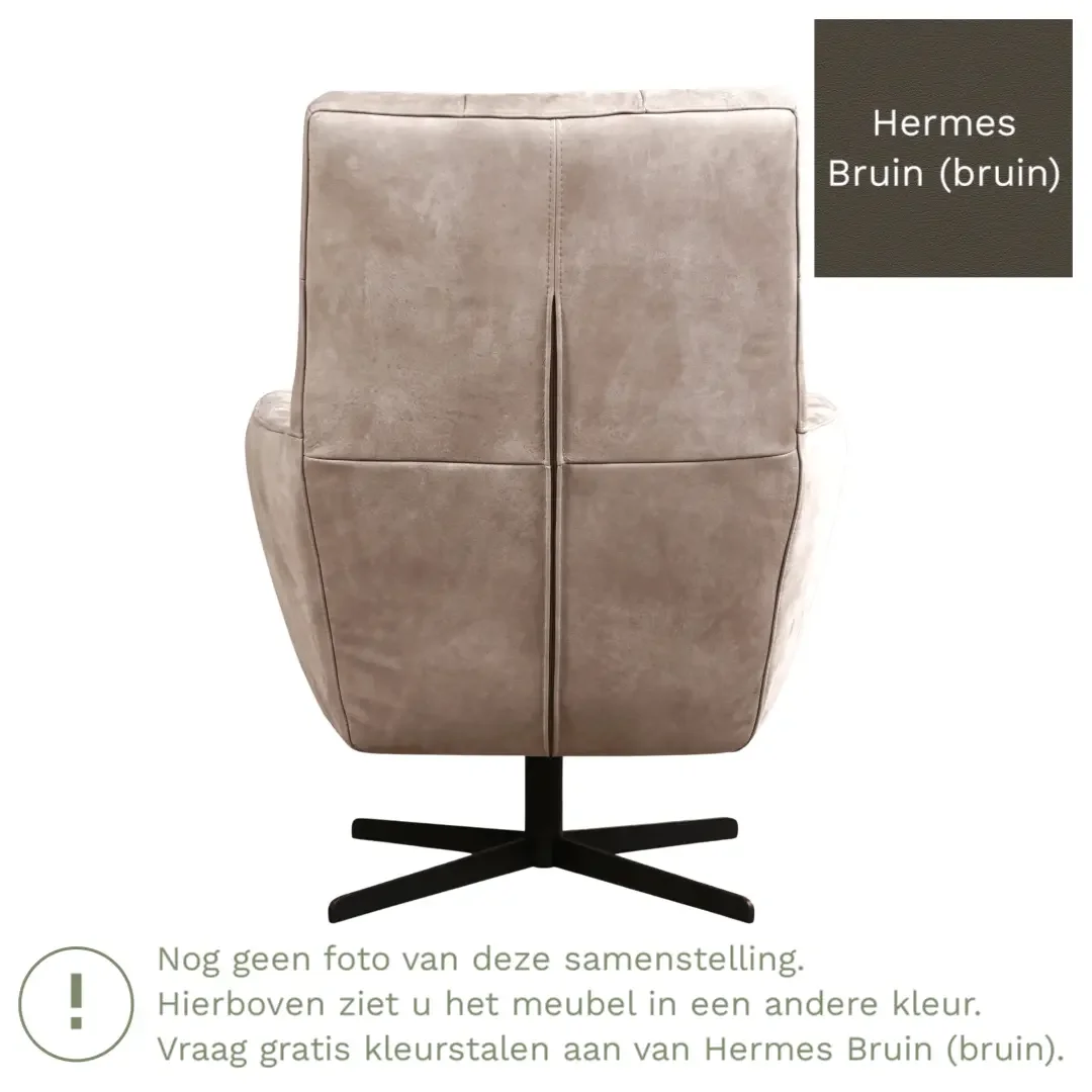 afbeelding van Leren draaifauteuil Central - Hermes Bruin (bruin)