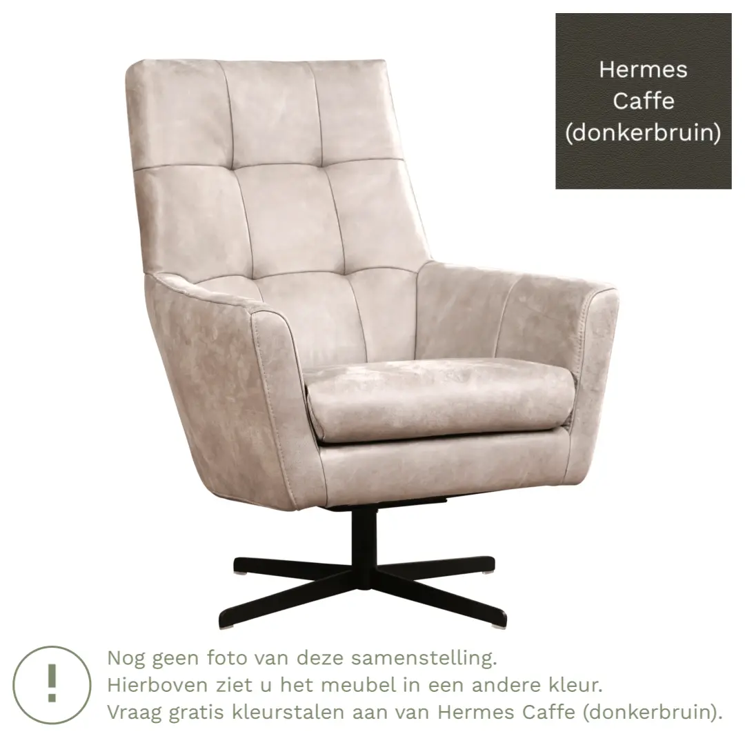 afbeelding van Leren draaifauteuil Central - Hermes Caffe (donkerbruin)