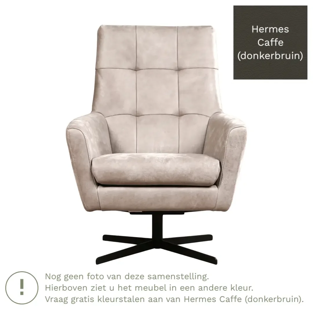 afbeelding van Leren draaifauteuil Central - Hermes Caffe (donkerbruin)