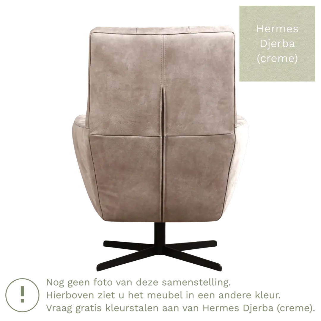 afbeelding van Leren draaifauteuil Central - Hermes Djerba (crème)