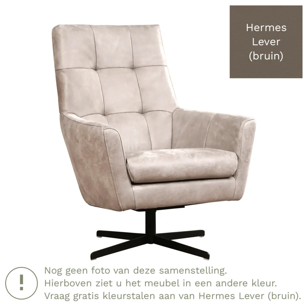 afbeelding van Leren draaifauteuil Central - Hermes Lever (bruin)