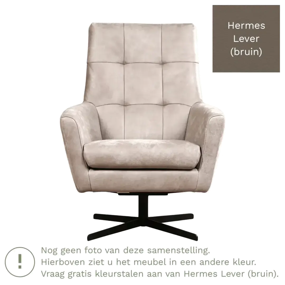afbeelding van Leren draaifauteuil Central - Hermes Lever (bruin)