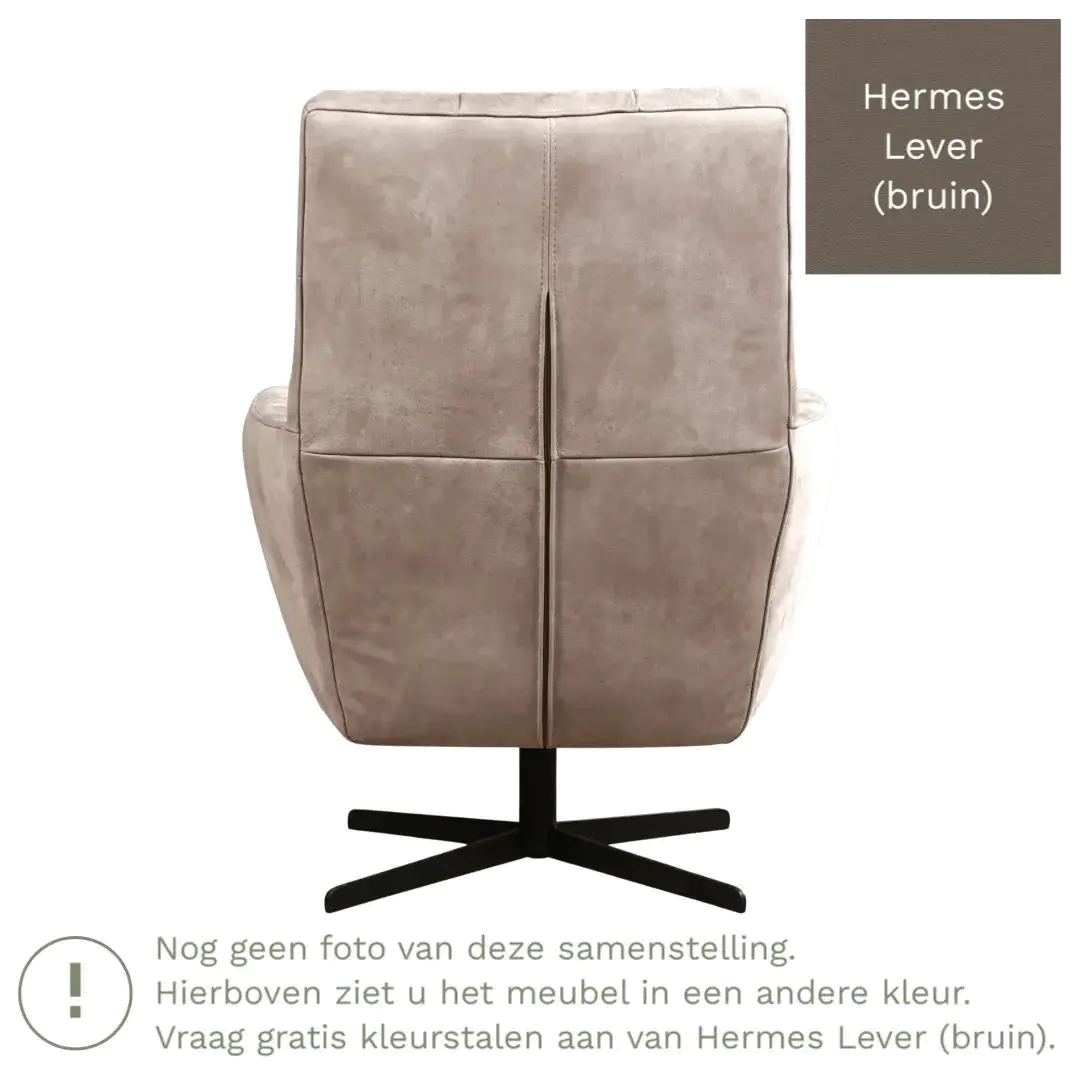 afbeelding van Leren draaifauteuil Central - Hermes Lever (bruin)