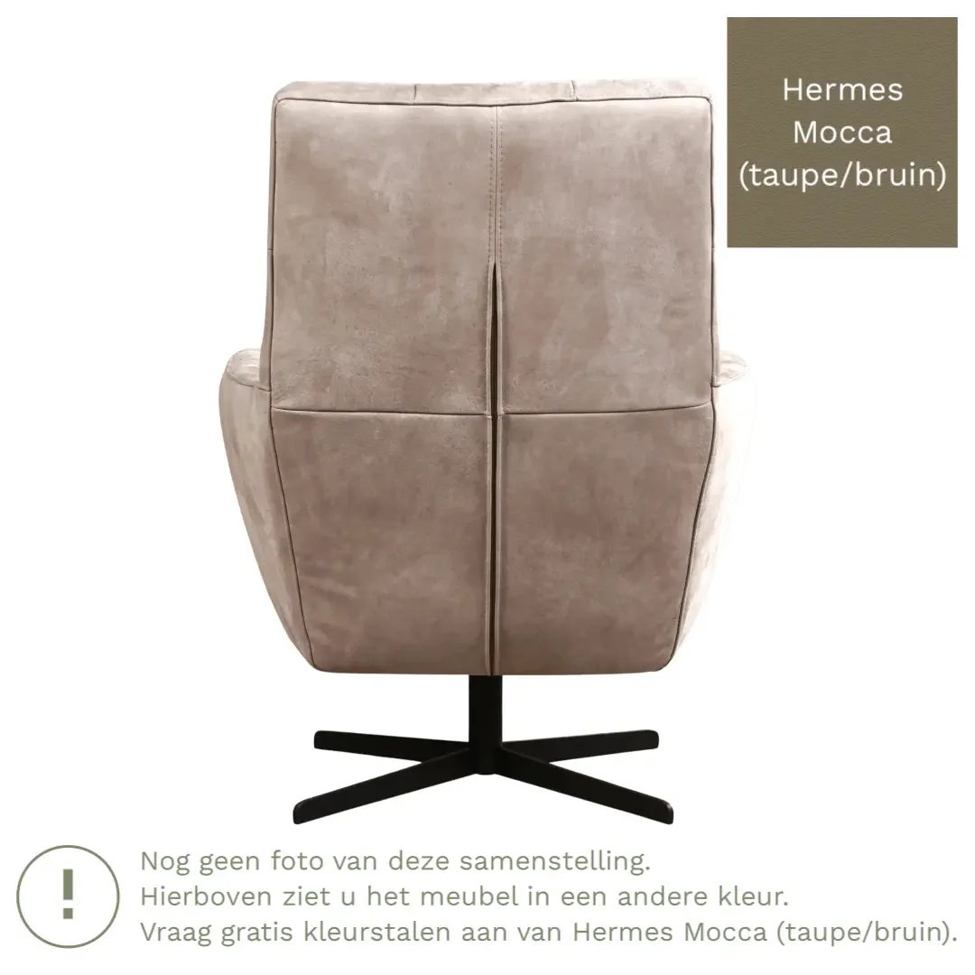 afbeelding van Leren draaifauteuil Central - Hermes Mocca (taupe/bruin)