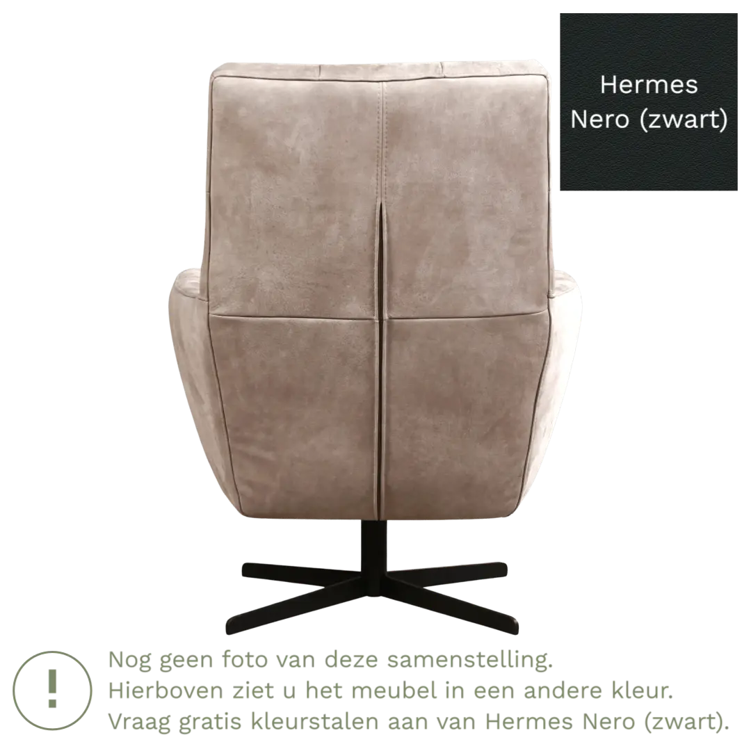 afbeelding van Leren draaifauteuil Central - Hermes Nero (zwart)
