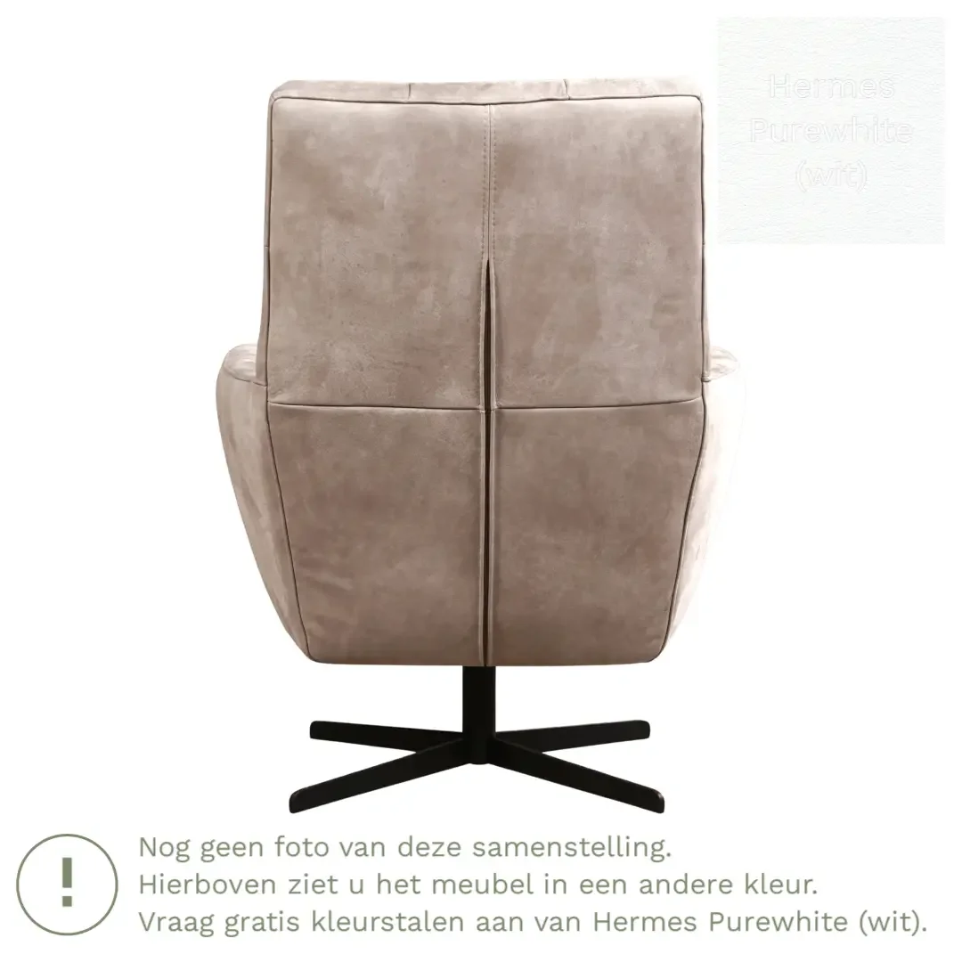 afbeelding van Leren draaifauteuil Central - Hermes Purewhite (wit)