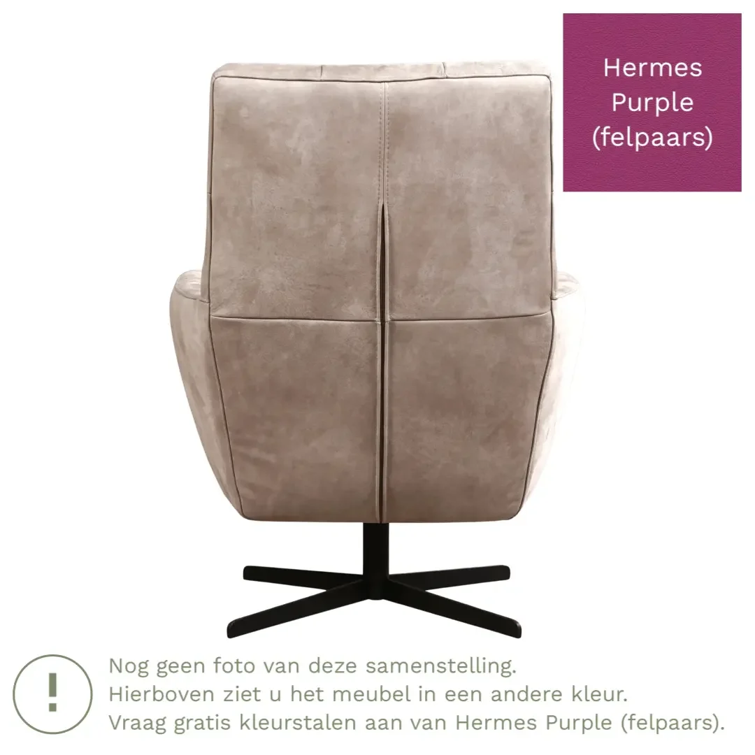 afbeelding van Leren draaifauteuil Central - Hermes Purple (felpaars)