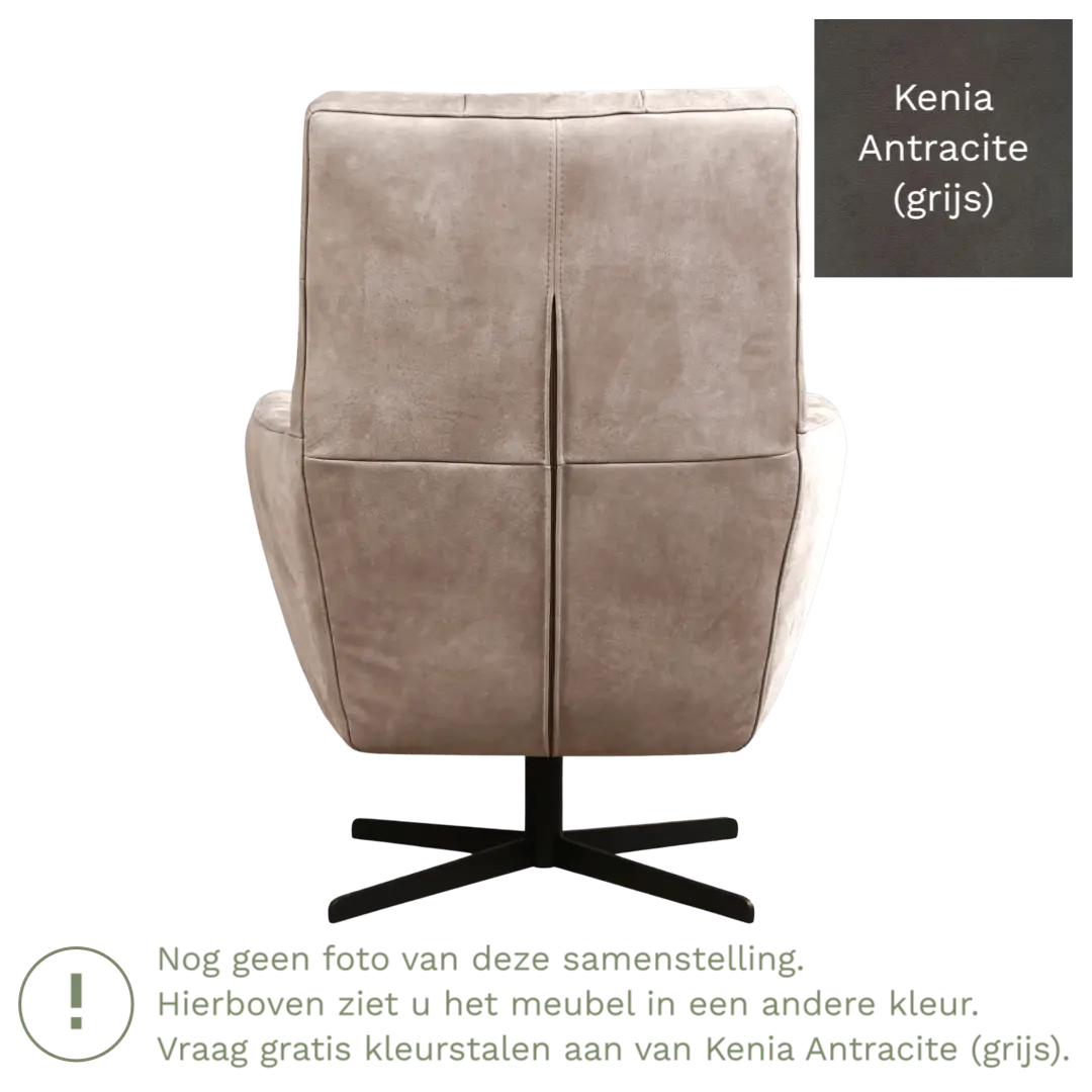 afbeelding van Leren draaifauteuil Central - Kenia Antracite (grijs)
