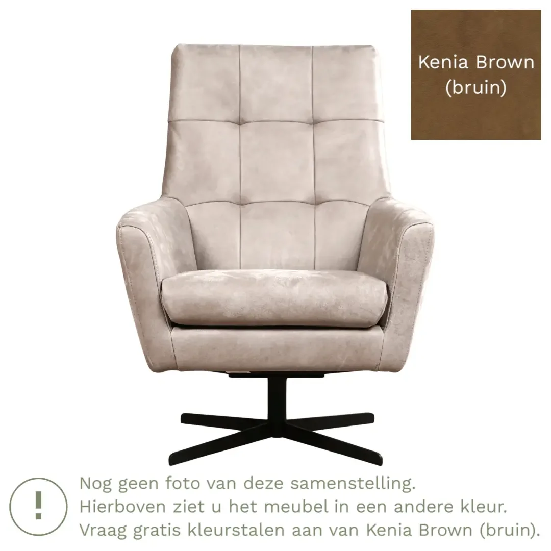 afbeelding van Leren draaifauteuil Central - Kenia Brown (bruin)